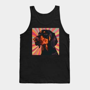 Black and Tan Coonhound in 70's Tank Top